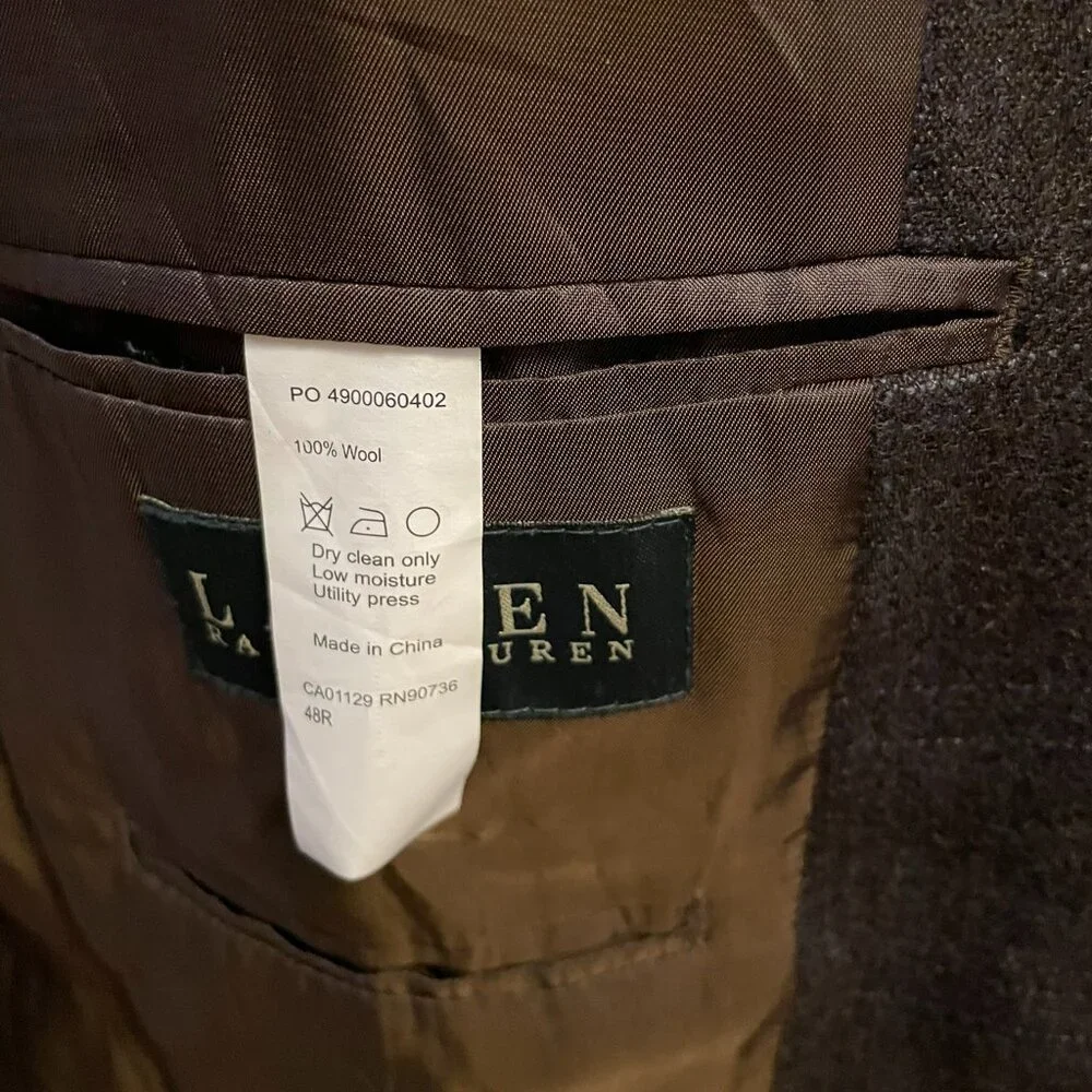 Lauren Ralph Lauren Mens Business Blazer Brown Plaid 48R - Picture 8 of 8